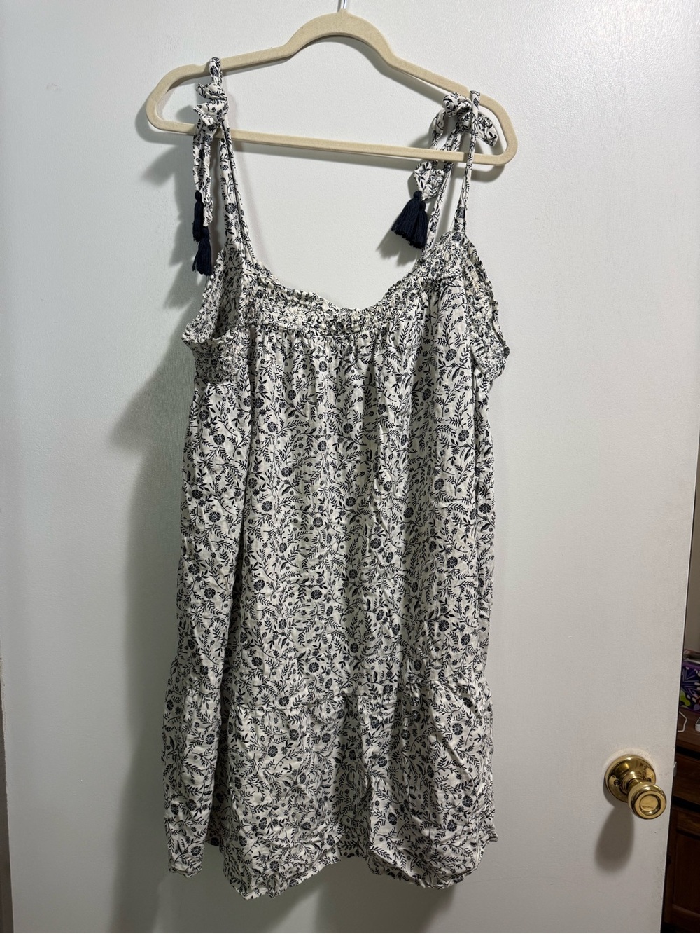 Old Navy Cream Sundress with Navy Floral Print